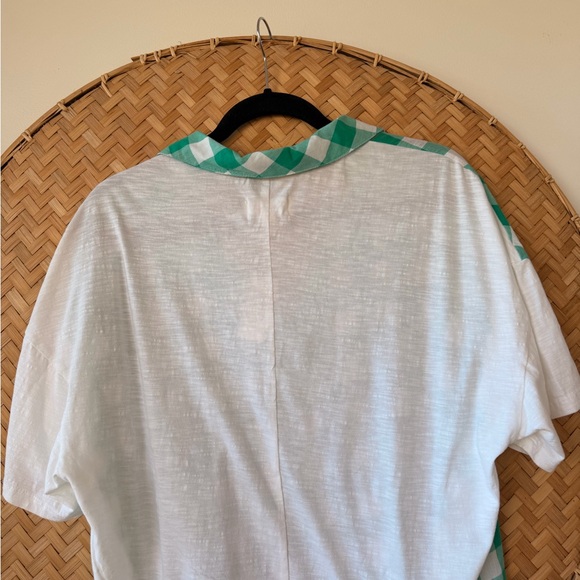 ANTHROPOLOGIE PORRIDGE WOMEN’s TOP TURQUOISE GOLDA GINGHAM PREPPY‎ BACK-TIE NWT - Picture 9 of 12